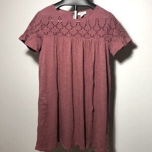 Style & Co Sunbreak Eyelet Babydoll Smock Dress Sz S